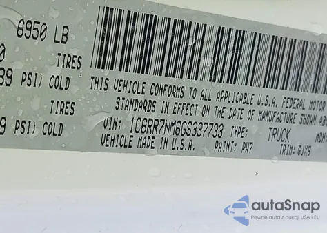 2016 Ram 1500 Laramie from USA, damaged, VIN 1C6RR7NM6GS337733